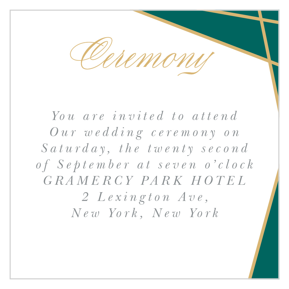 Emerald Facets Ceremony Cards