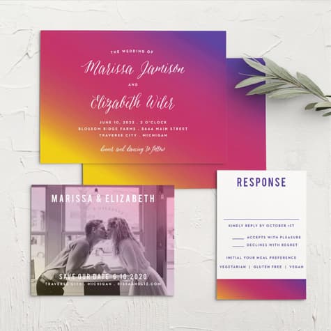 Rainbow Ombre Wedding Invitations