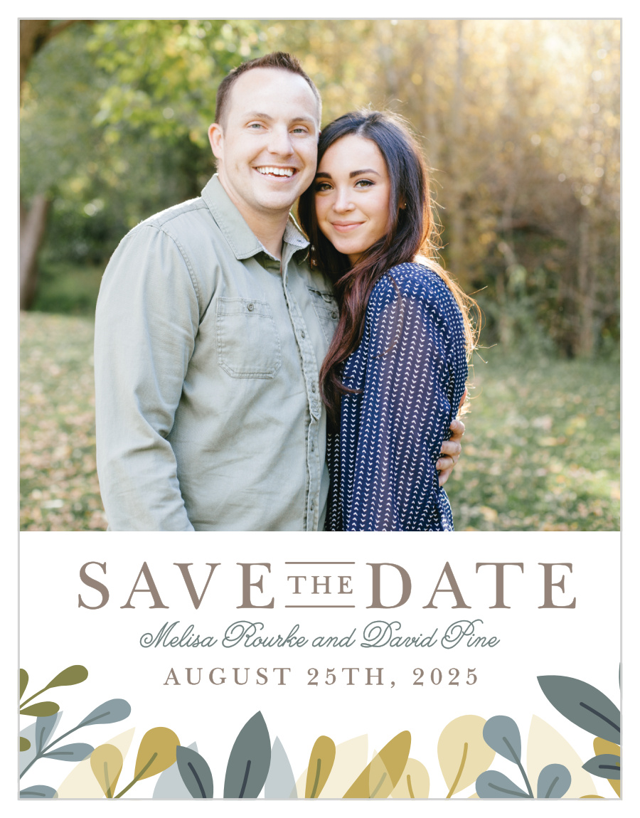 Forest Leaves Save the Date Cards