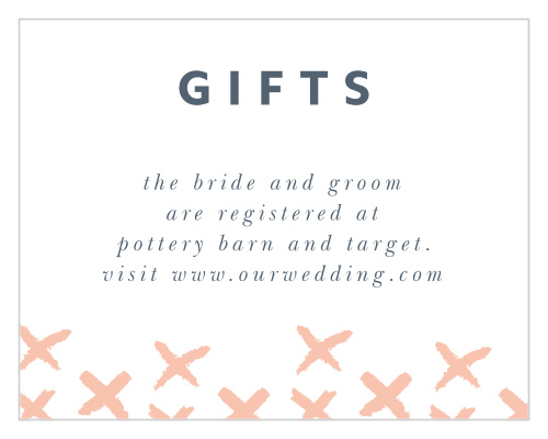 Our X & O Registry Cards utilize the same gorgeous design and color scheme as several other cards in the X & O wedding suite.