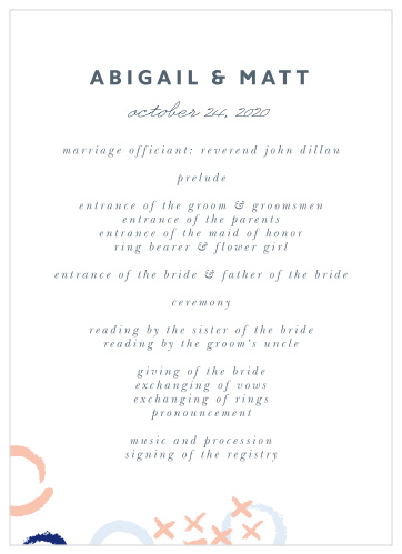 Our X & O Wedding Programs are the perfect choice for ensuring that your guests can follow along with the moments and members of your wedding ceremony. 