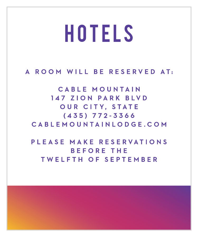 Rainbow Ombre Accommodation Cards