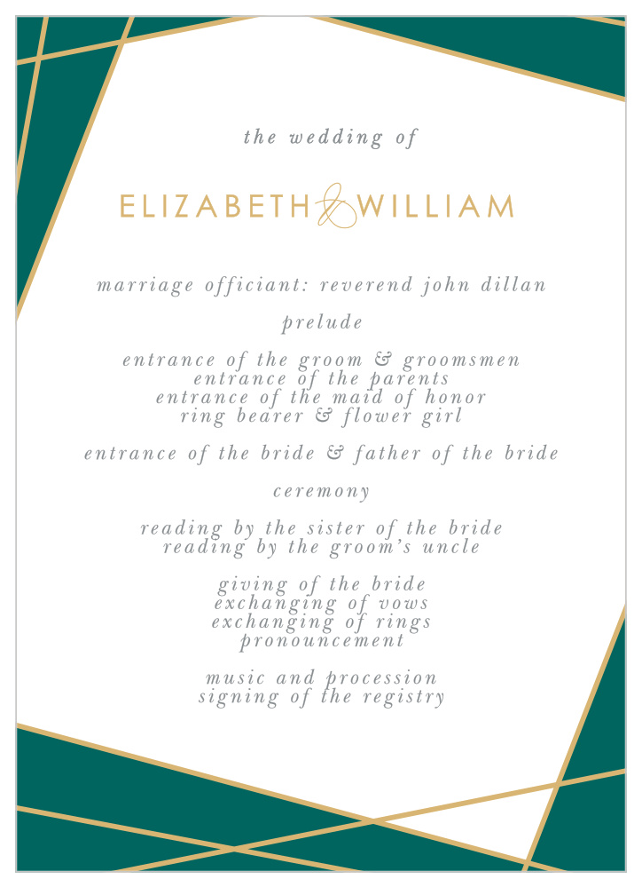 Emerald Facets Wedding Programs