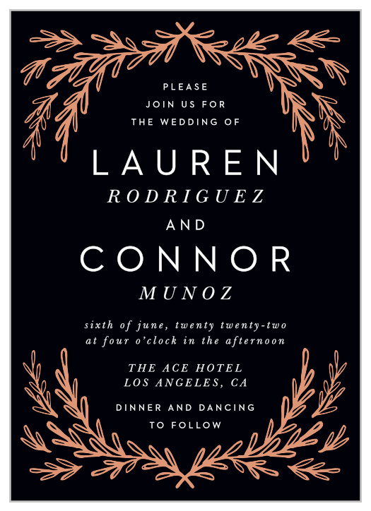 For a beautiful invitation befitting the elegance of your wedding plans, look no further than our Gilded Frame Wedding Invitations.