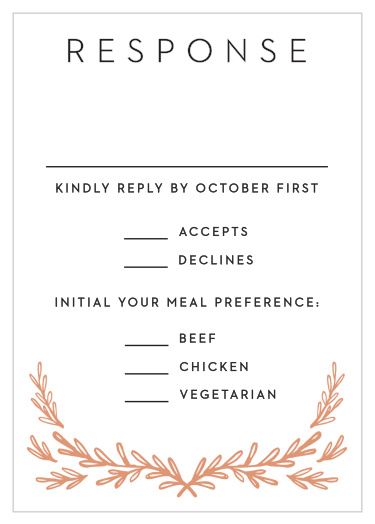 Gilded Frame Response Cards give you the opportunity to tally up all of your guests, as well as their individualized needs.