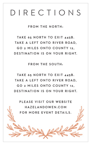 Our Gilded Frame Direction Cards utilize the same gorgeous design and color scheme as several other cards in the Gilded Frame wedding suite.