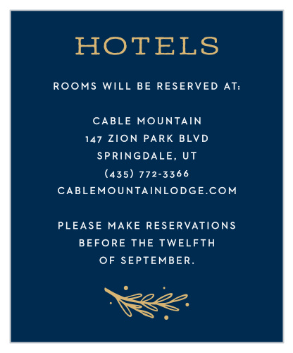 Recommend only the best local hotels to your guests with our stunning Simply Botanical Accommodation Cards. Featuring a rich navy background with a beautiful mix of gold and white typography, then topped by a golden branch of leaves. 