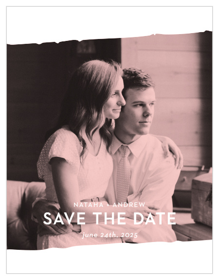 Enjoy the company of your friends and family when you use our Torn Paper Wedding Save-the-Date Cards to notify them.