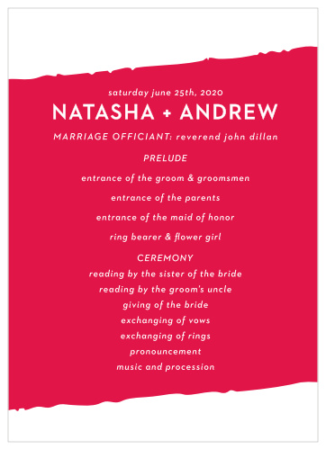 Our Torn Paper Wedding Programs are the perfect choice for ensuring that your guests can follow along with the moments and members of your wedding ceremony.