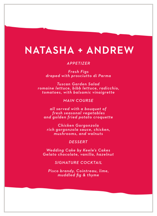 No matter what you’re serving, make your guests’ mouths water with our Torn Paper Wedding Menus. 