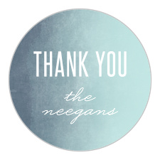 Our Gleaming Gemstone Wedding Stickers, with a gradient blue background, an elaborate cursive for your names, and an easy-to-read typographic thank you, are your perfect multi-use seal.