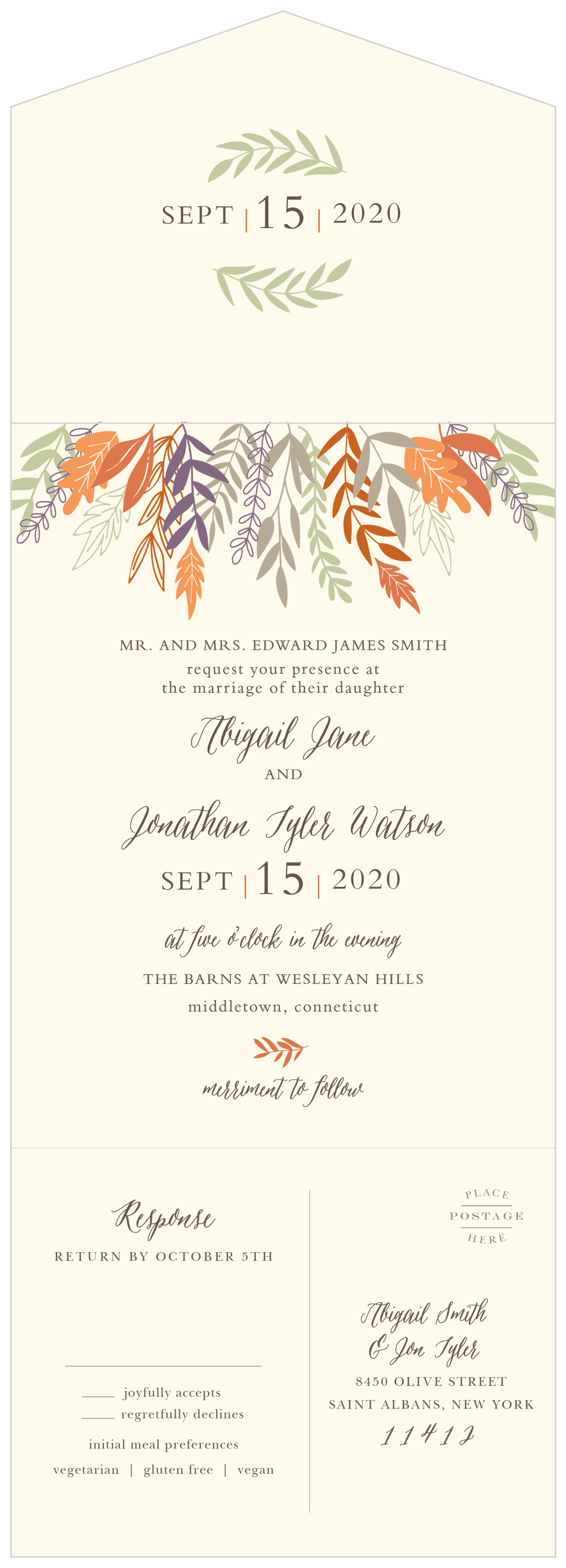 Fall Harvest Seal & Send Wedding Invitations