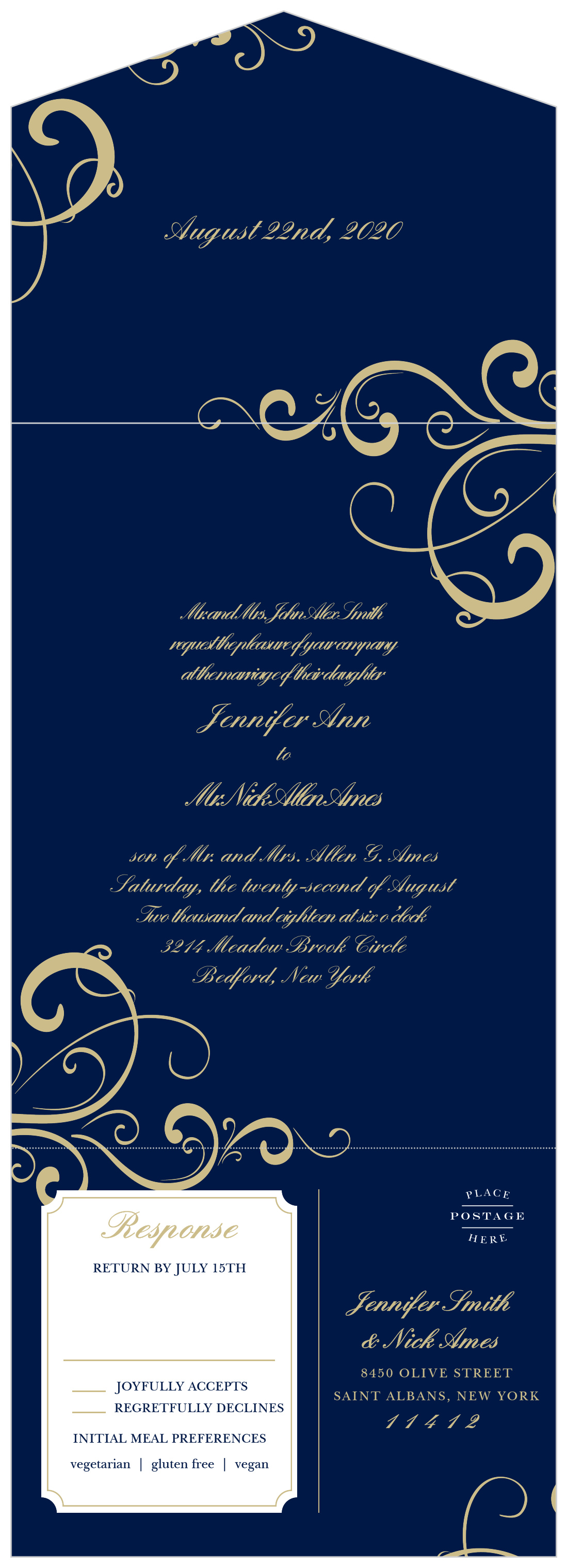 Simple Swirls Seal & Send Wedding Invitations