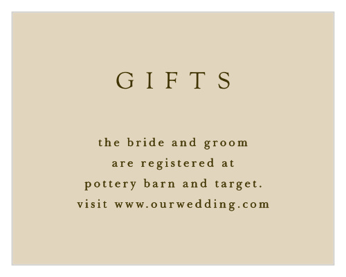 Our Charming Twig Registry Cards are a wonderful choice for letting your loved ones in on what you want for your special day!