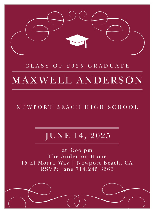 Invite your most cherished friends and family to your big day with our Swirling Success Graduation Invitations.