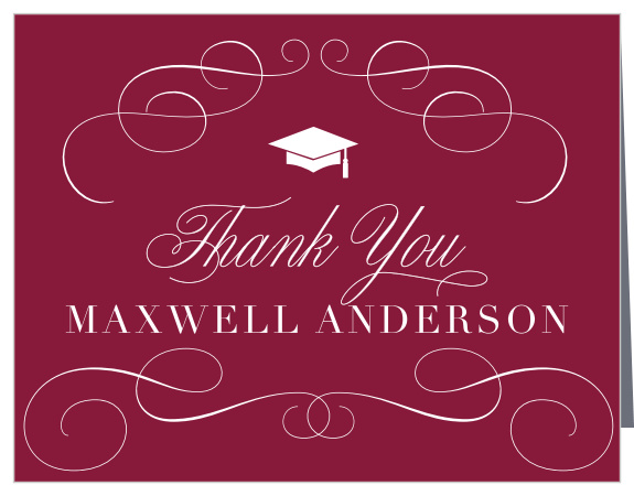 After your big day, show your appreciation to everyone that came with our simple Swirling Success Graduation Thank You Card.