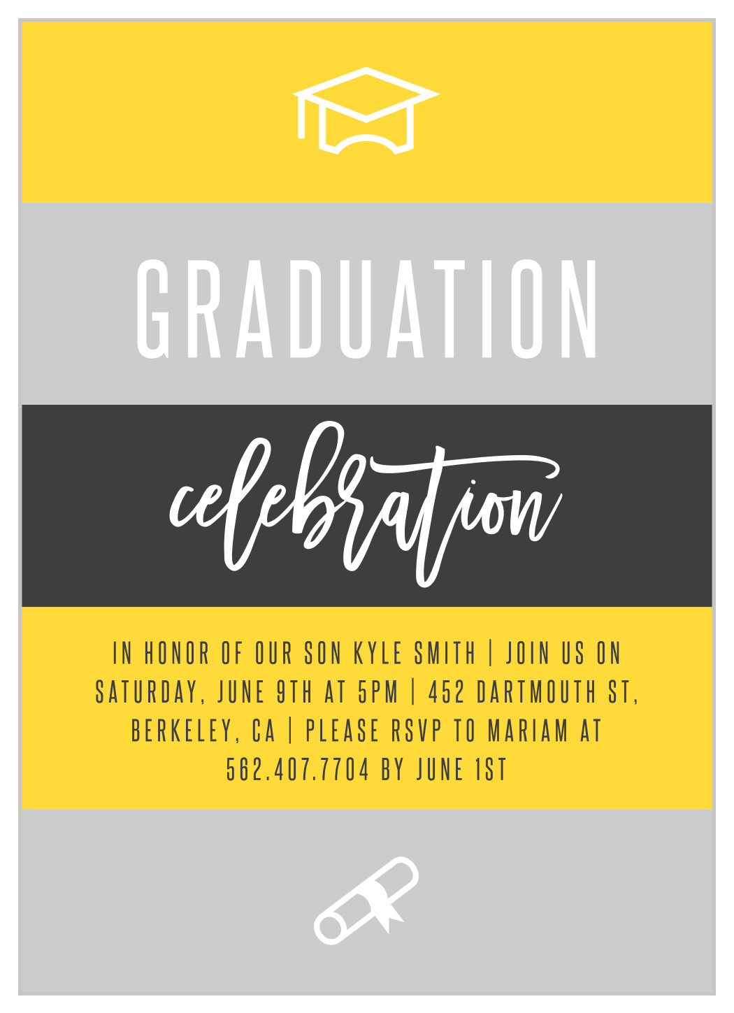 Striped Celebration Graduation Invitations