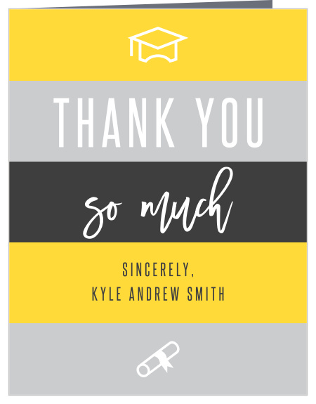Share your appreciation with everyone that attended our big day using our Striped Celebration Graduation Thank You Card.