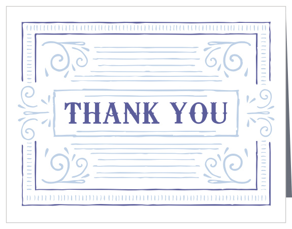 Covered in staggeringly beautiful etchings in several hues of blue, our Framed Etchings Graduation Thank You Card is sure to catch their recipients' eyes.