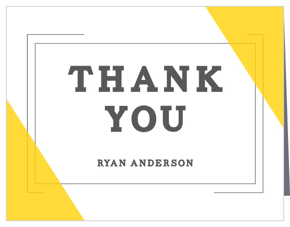 In a style that matches the announcements, our Colorful Corners Graduation Thank You Card says everything you need to after your big day. 