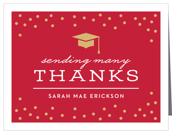 Express your appreciation using our lovely Cap & Confetti Graduation Thank You Card.