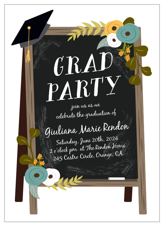 Chalkboard Art Graduation Thank You Cards by Basic Invite