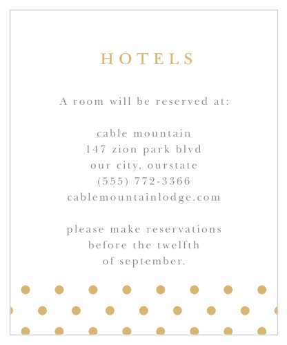 Our Completely Centered Accommodation Cards inform out-of-town family and friends where you have booked a block of rooms.