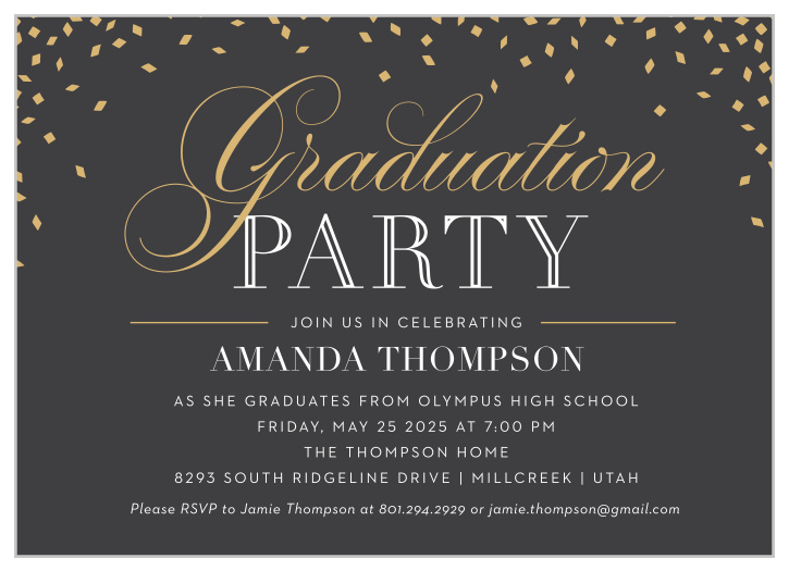 Our Falling Confetti Graduation Party Invitations are a wonderful way to get the word out about your graduate's big event.