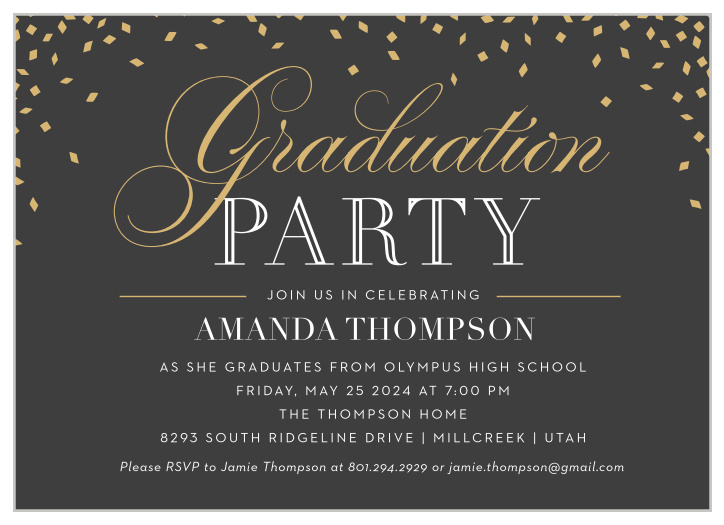 Our Falling Confetti Graduation Party Invitations are a wonderful way to get the word out about your graduate's big event.