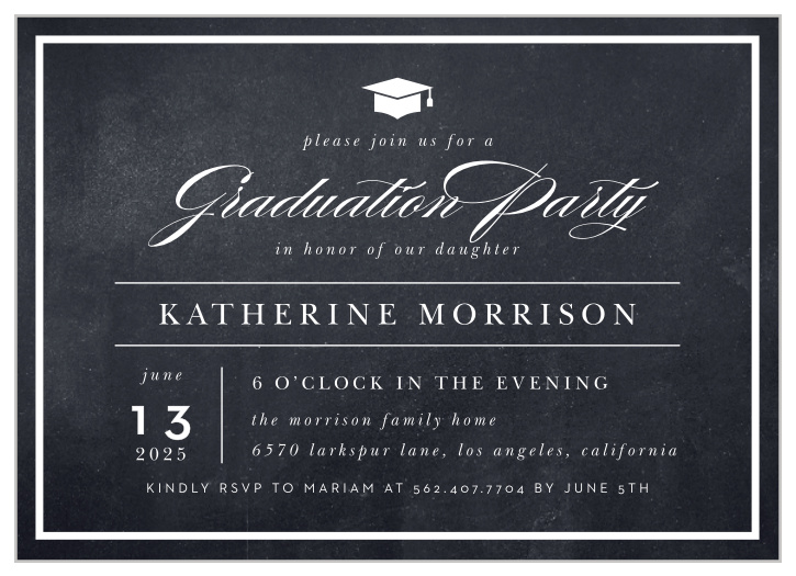 Our Modern Blackboard Graduation Party Invitations are a lovely choice for your graduate.