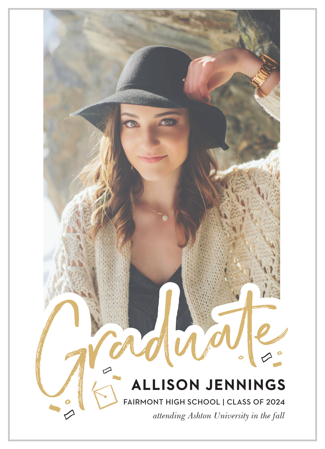 Lettered Overlay Graduation Announcements