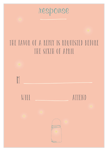 Obtain your guests attendance by sending out this matching RSVP card. Customize the colors and fonts to match you wedding theme exactly!