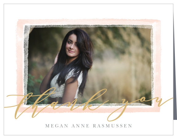 The Painted Border Photo Graduation Thank You Card sport a a few painted layers of different transparencies to border your photo.
