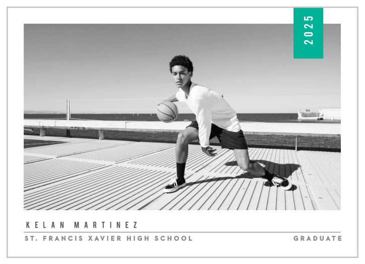 Our Modern Tag Graduation Announcements are simple and clean, using only a splash of color with a minty green tag stating your class year and your photo for its design.