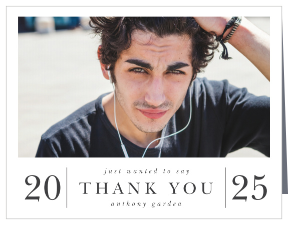 Our Modern Scholar Graduation Thank You Card is clean and classic. 