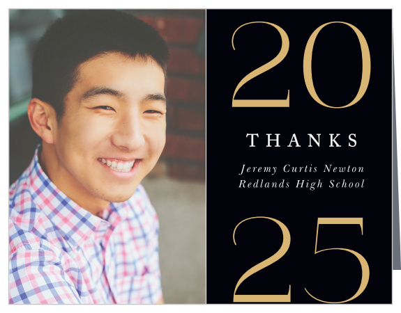 Go for a classic design with our Shiny Numerals Graduation Thank You Card.