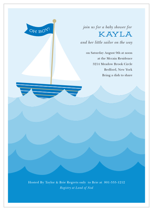"Aboy!" See what we did there? Our Little Sailor Baby Shower Invitations will fit perfectly with your nautical themed shower.