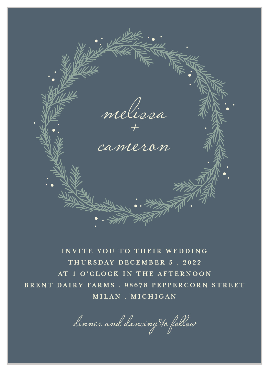 Evergreen Wreath Wedding Invitations