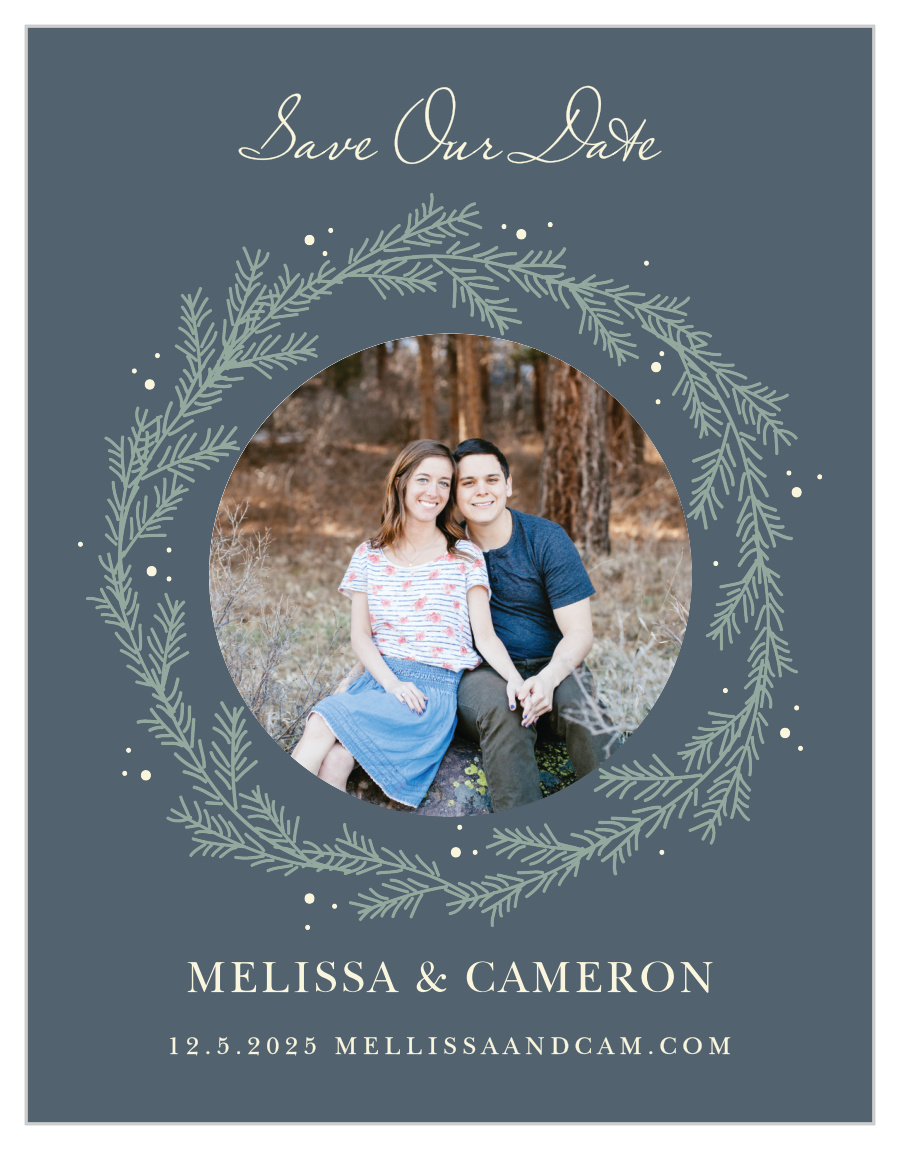 Evergreen Wreath Save the Date Cards