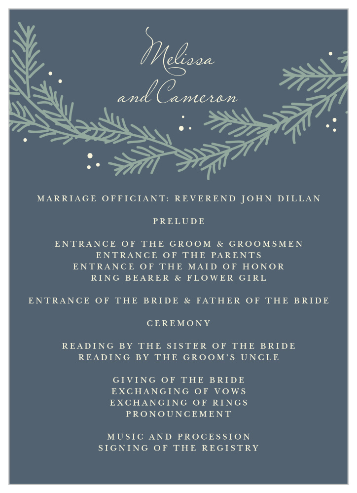 Evergreen Wreath Wedding Programs