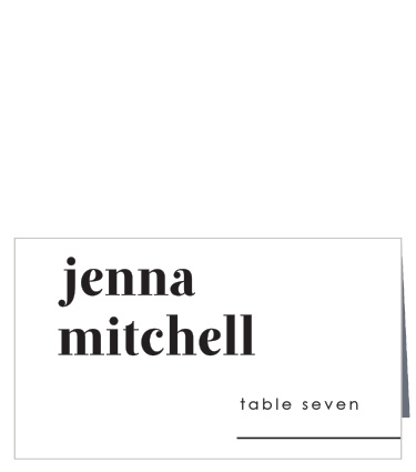 Our Mod Type Place Cards utilize the same gorgeous design and color scheme as several other cards in the Mod Type wedding suite.