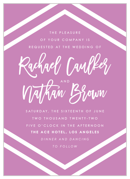 Enjoy the company of your friends and family when you use our Cheeky Chevron Wedding Invitations to invite them.