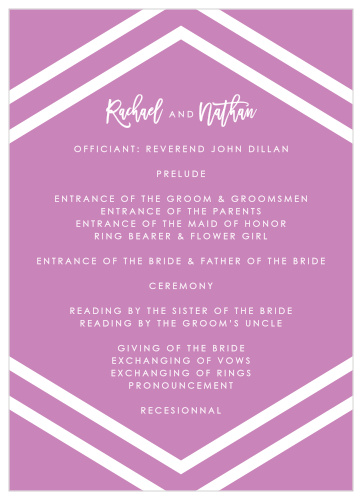 Our Cheeky Chevron Wedding Programs are the perfect choice for ensuring that your guests can follow along with the moments and members of your wedding ceremony. 