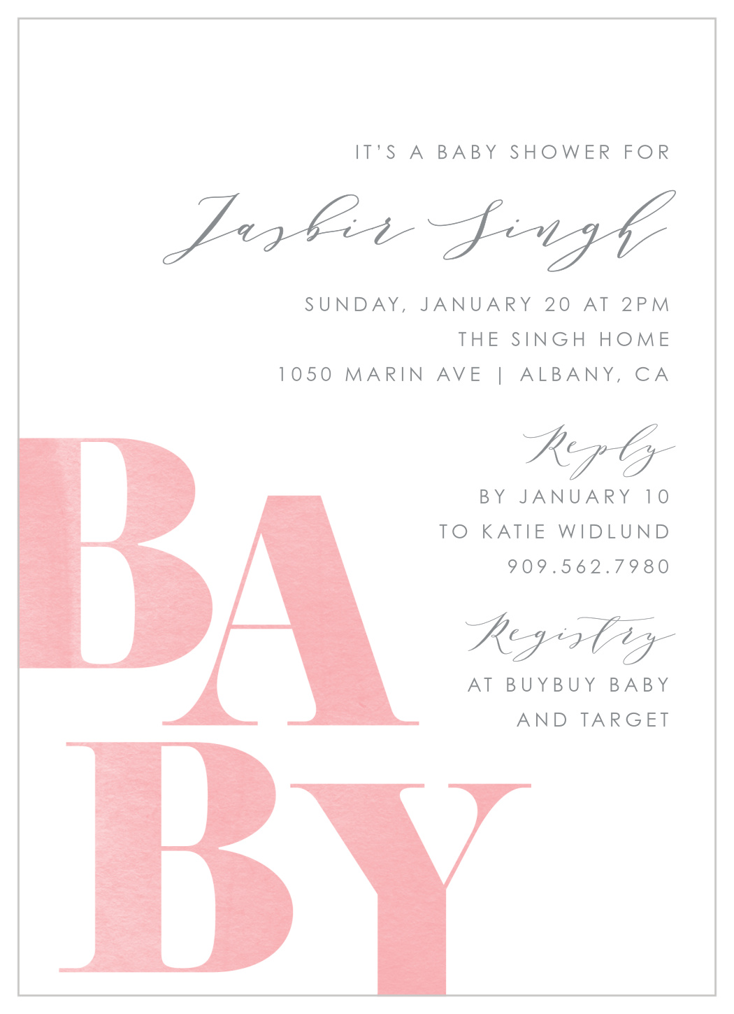 Baby shower best sale invite verbiage