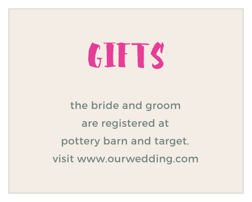 Our Bright Lettering Registry Cards utilize the same gorgeous design and color scheme as several other cards in the Bright Lettering wedding suite.