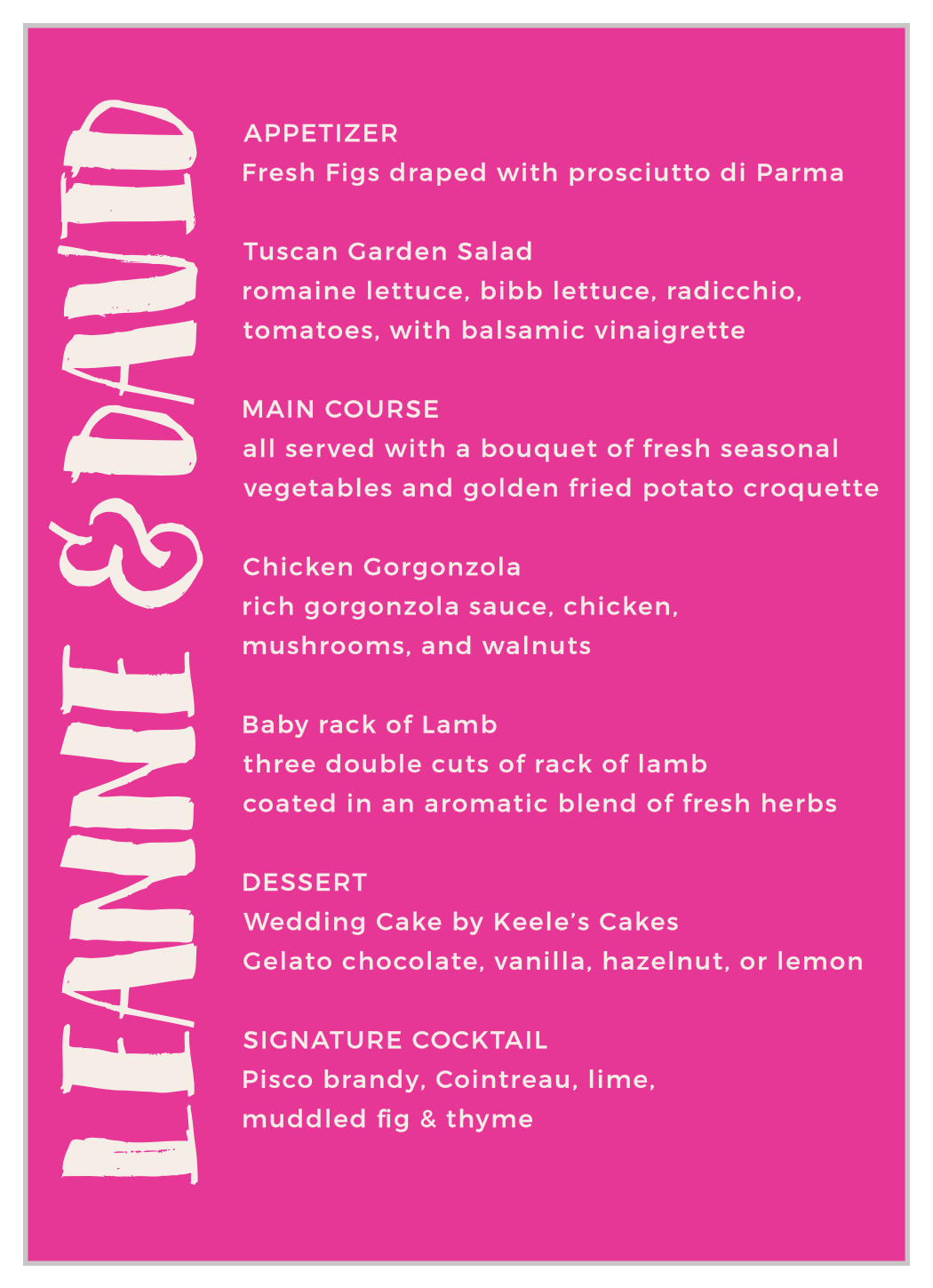 Bright Lettering Wedding Menus by Basic Invite