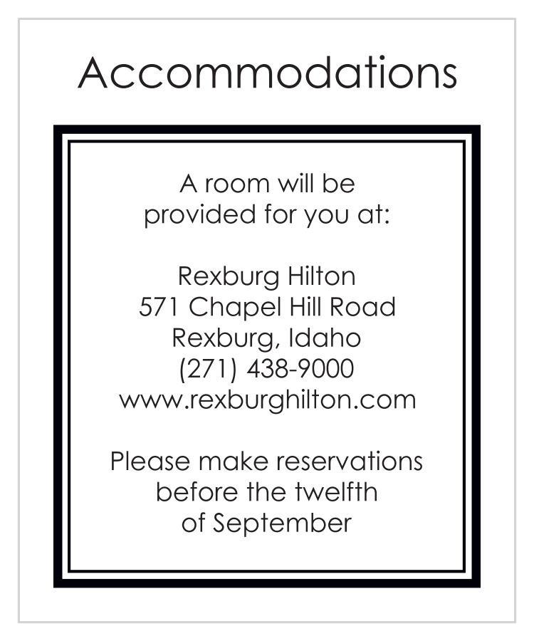 Formal Photo Accommodation Cards