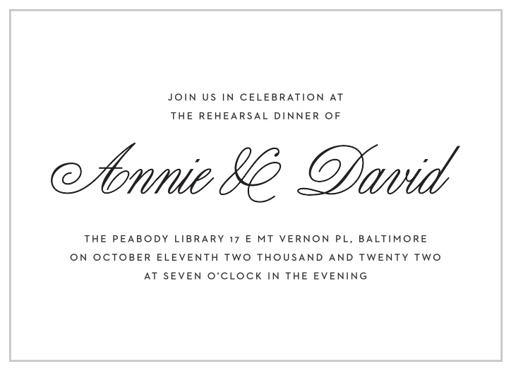 Traditional Rehearsal Dinner Invitations - Match Your Color & Style Free!