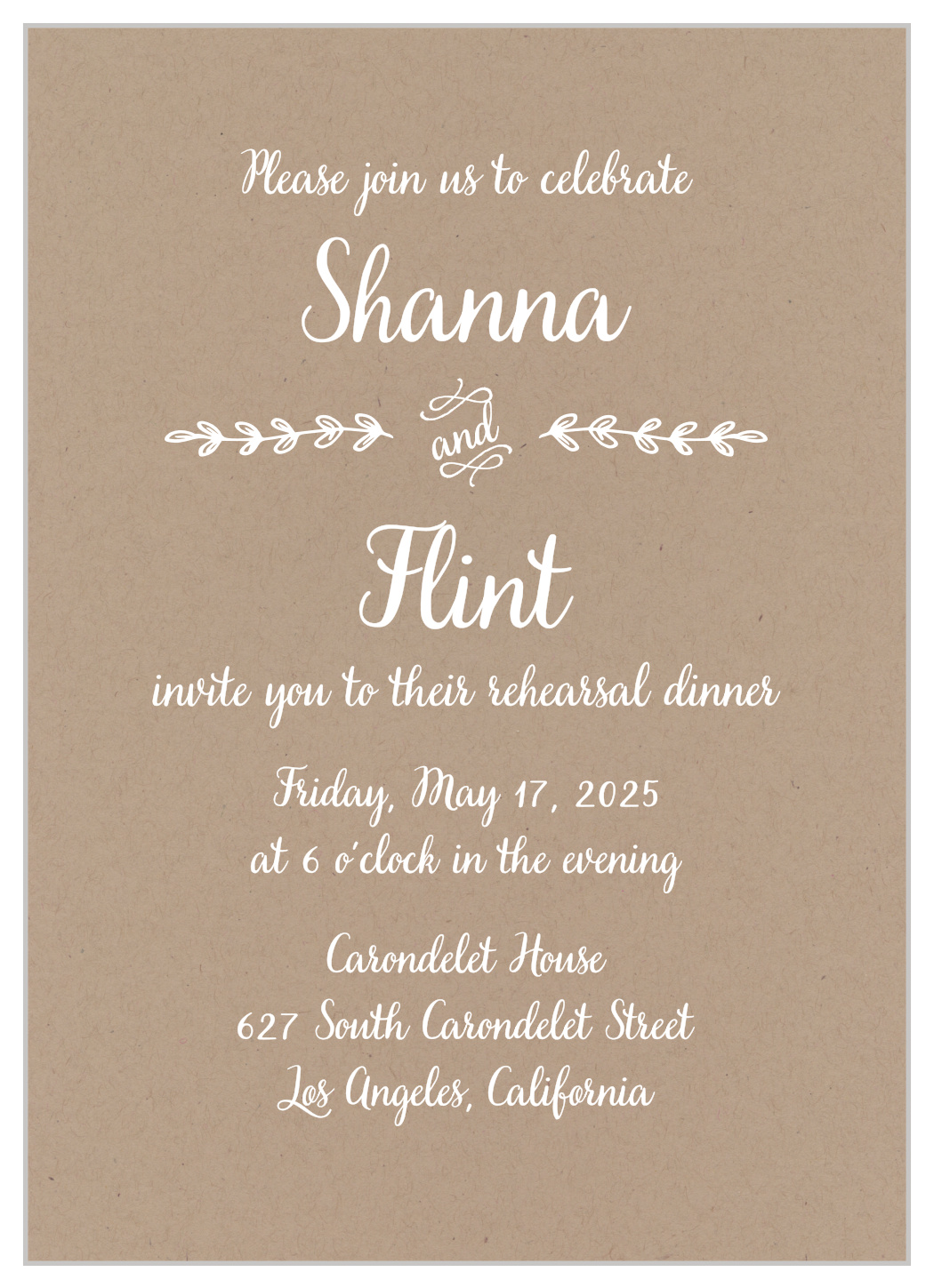 Rustic Country Rehearsal Dinner Invitations