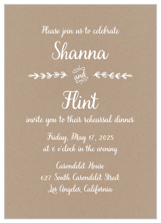 Guarantee that getting hitched goes off without a hitch using our stunning Rustic Country Rehearsal Dinner Invitations.